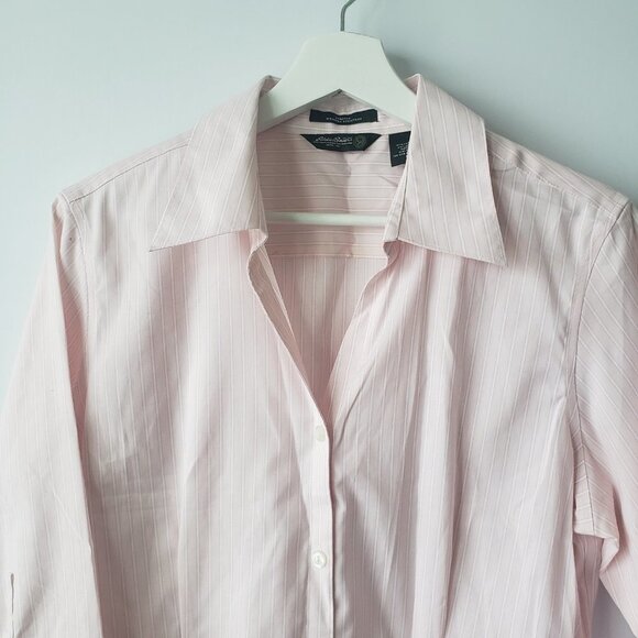 Eddie bauer stretch wrinkle resistant 3/4 sleeve light pink shirt size L - Picture 3 of 8
